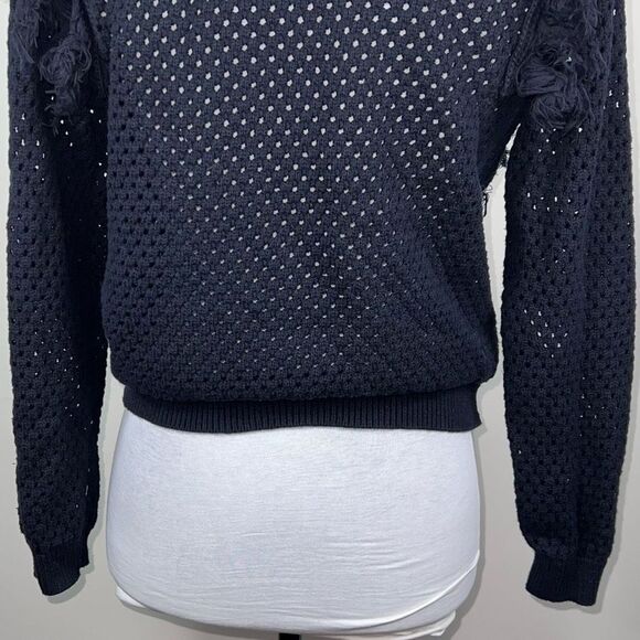 MNG Open Knit Mesh Fringe Embellished Sweater - Picture 4 of 10